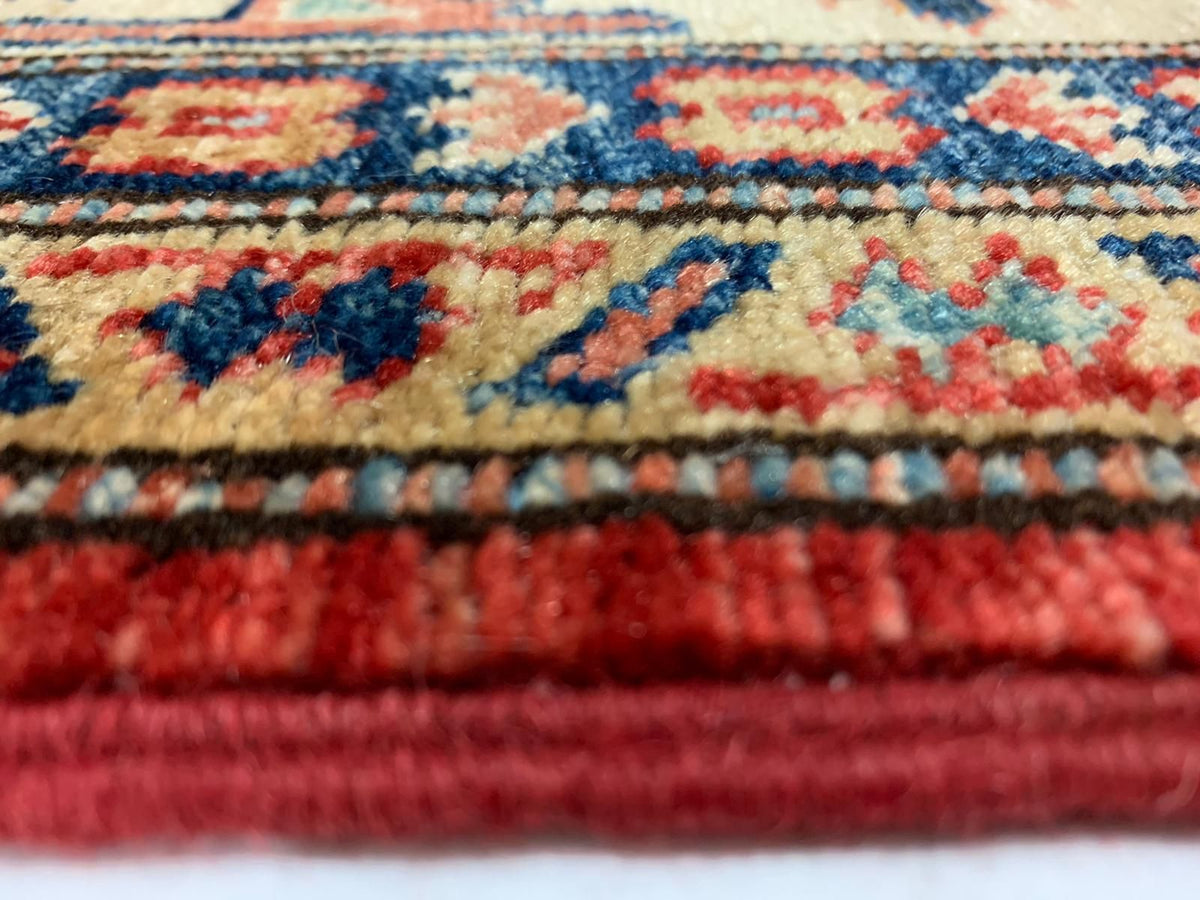 8x10 Red and Ivory Kazak Tribal Rug