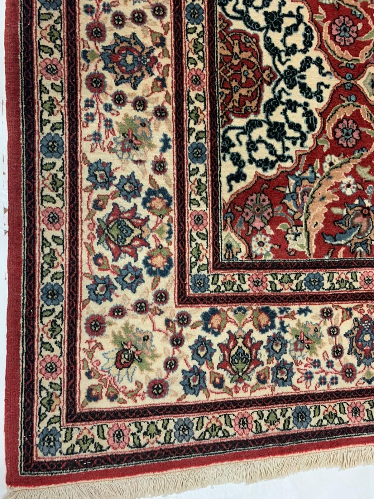 7x10 Beige and Red Turkish Silk Rug