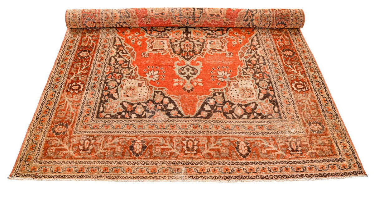 5x7 Orange and Brown Persian Rug