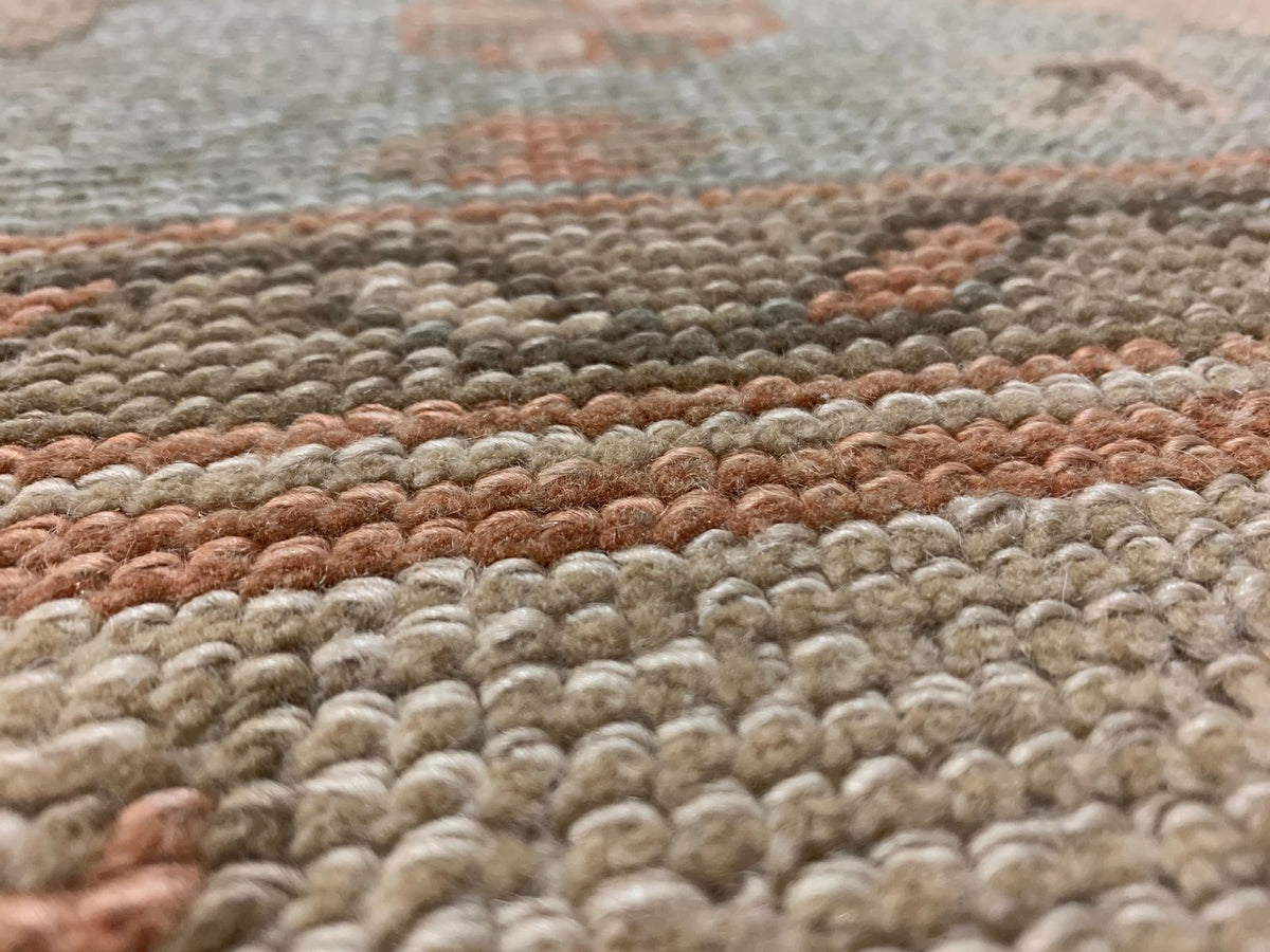 7x10 Blue and Beige Turkish Oushak Rug