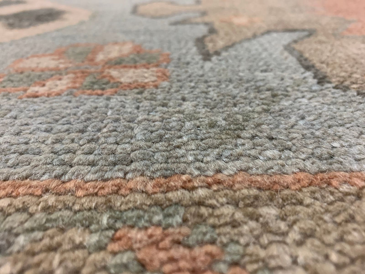 7x11 Blue and Ivory Turkish Oushak Rug
