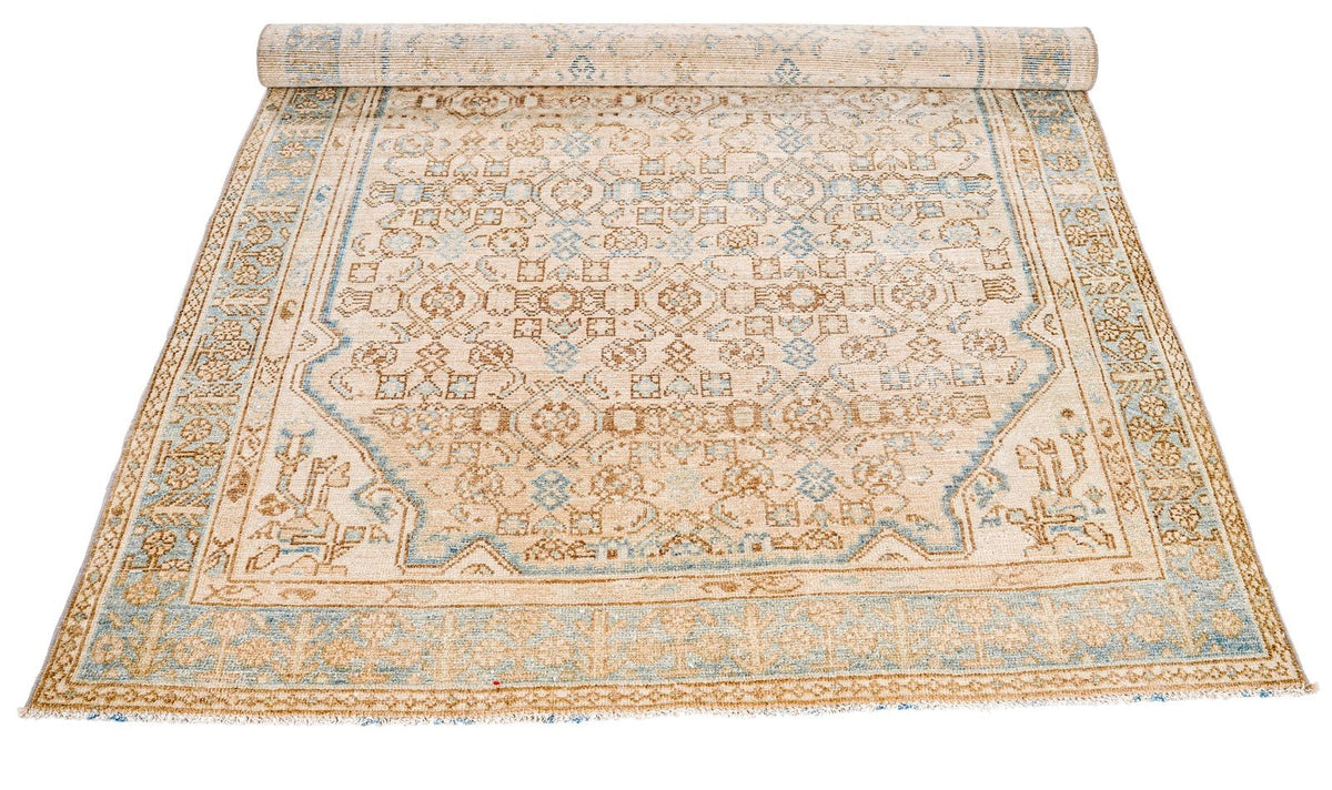 4x7 Beige and Blue Persian Rug