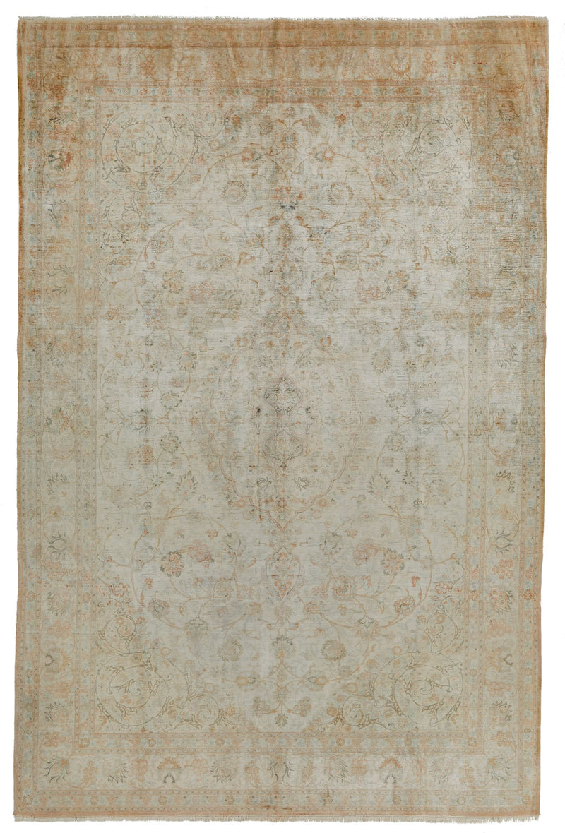 7x10 Beige and Multicolor Persian Rug
