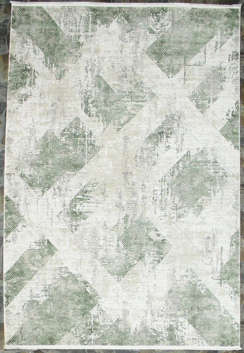 5x8 Green and White Turkish Antep Rug