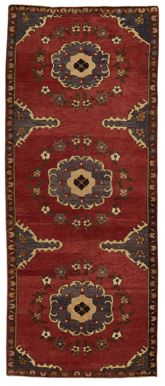 4x9 Red and Brown Turkish Tribal Runner