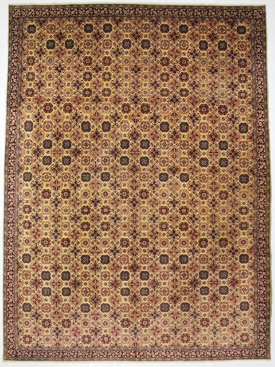 10x13 Gold and Red Turkish Silk Rug