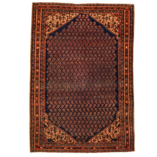 3x5 Brown and Rust Persian Tribal Rug