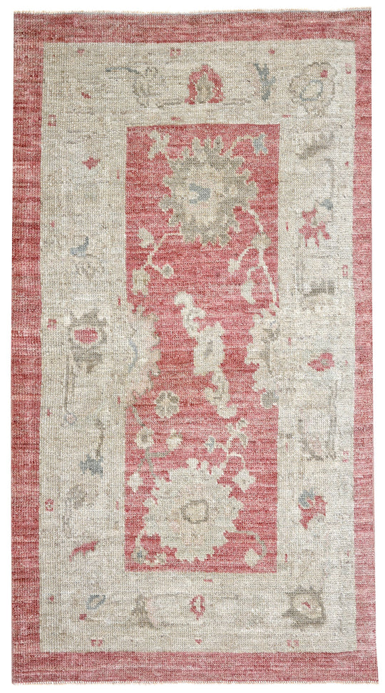 3x5 Pink and Beige Turkish Oushak Rug