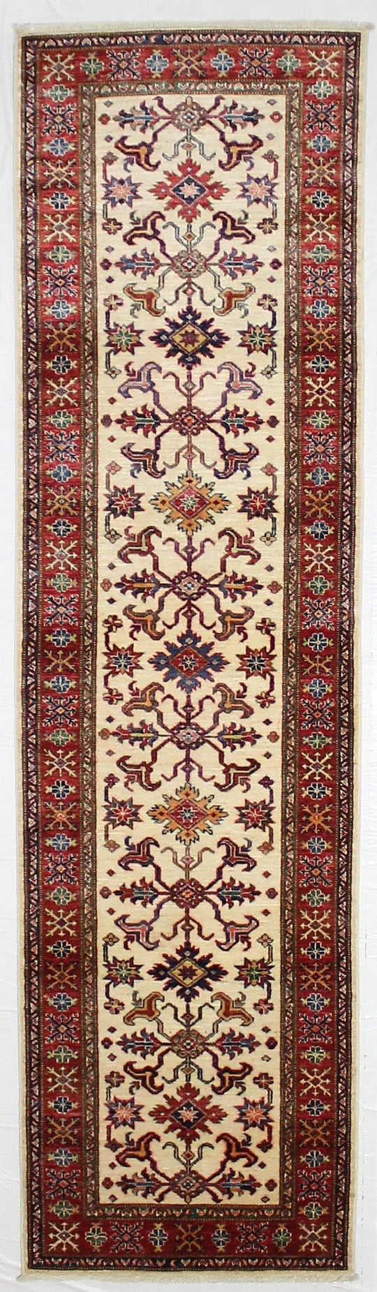 3x10 Red and Green Kazak Tribal Runner