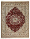 8x10 Red and Ivory Turkish Silk Rug