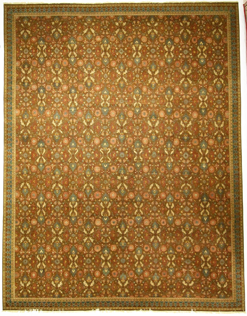 15x19 Brown and Beige Turkish Oushak Rug