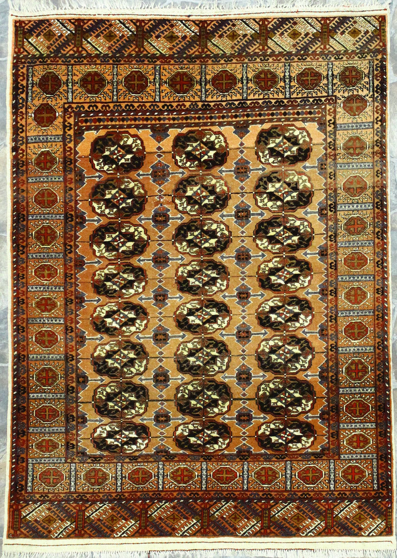 4x5 Brown and Beige Anatolian Tribal Rug