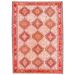 7x9 Red and Beige Turkish Patchwork Rug