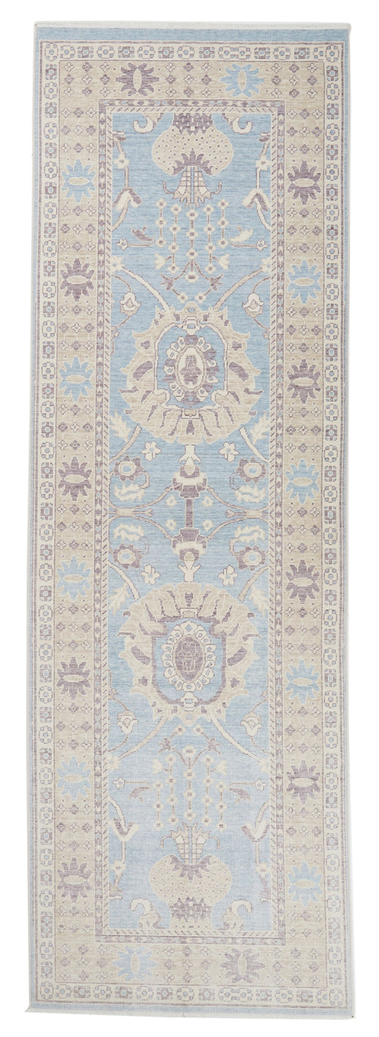 3x10 Blue and Beige Turkish Traditional Runner