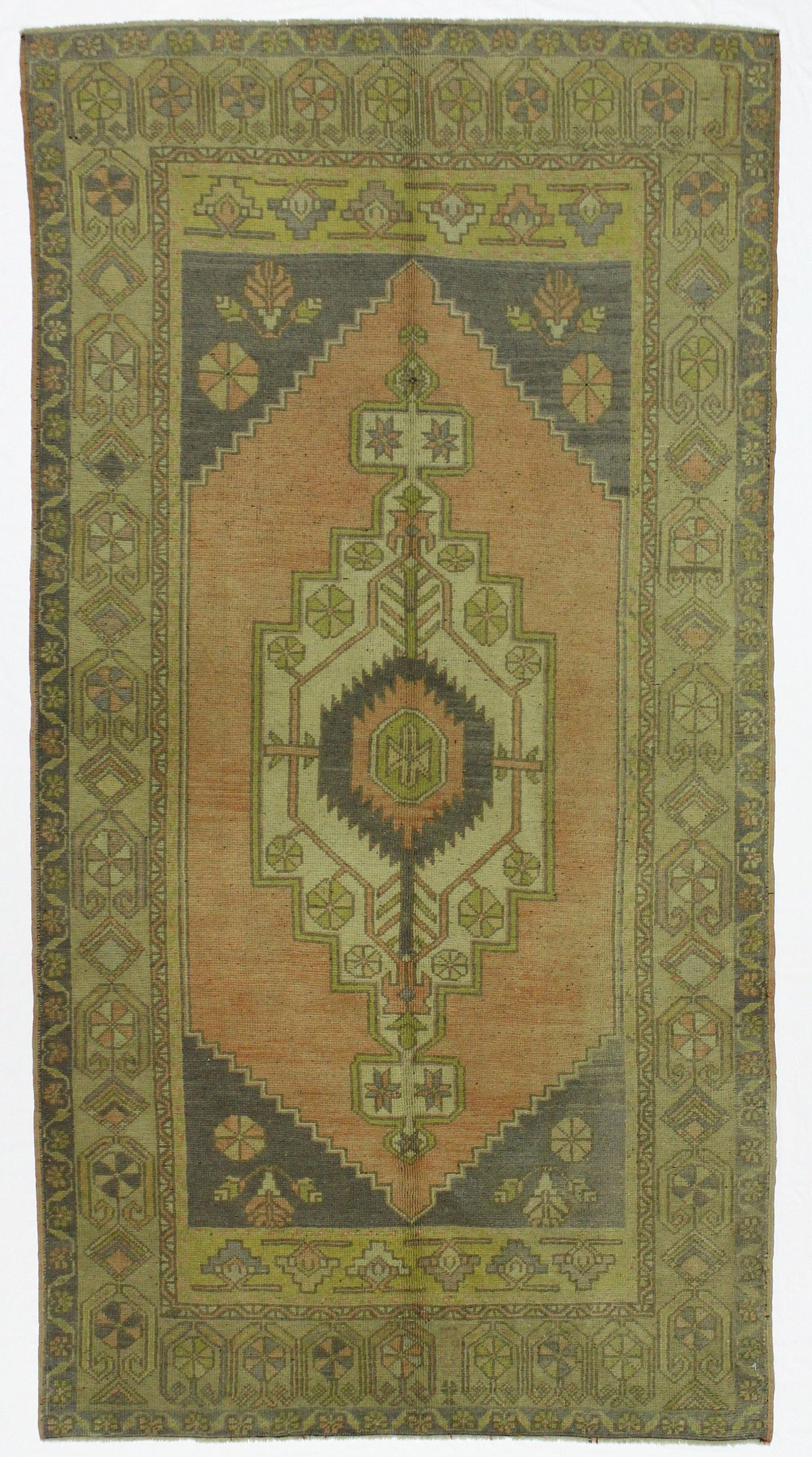 4x8 Pink and Green Turkish Tribal Rug