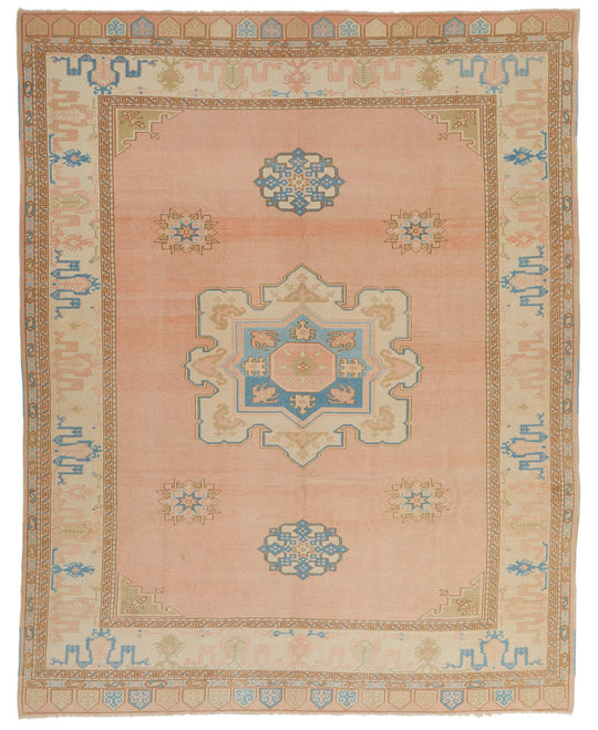 8x10 Beige and Blue Kazak Tribal Rug