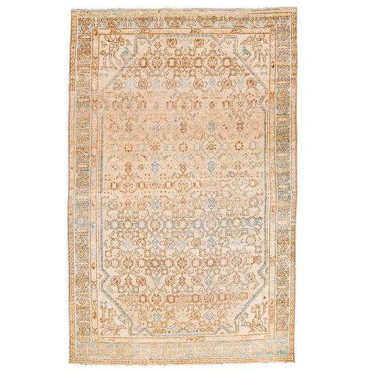 4x7 Beige and Blue Persian Rug