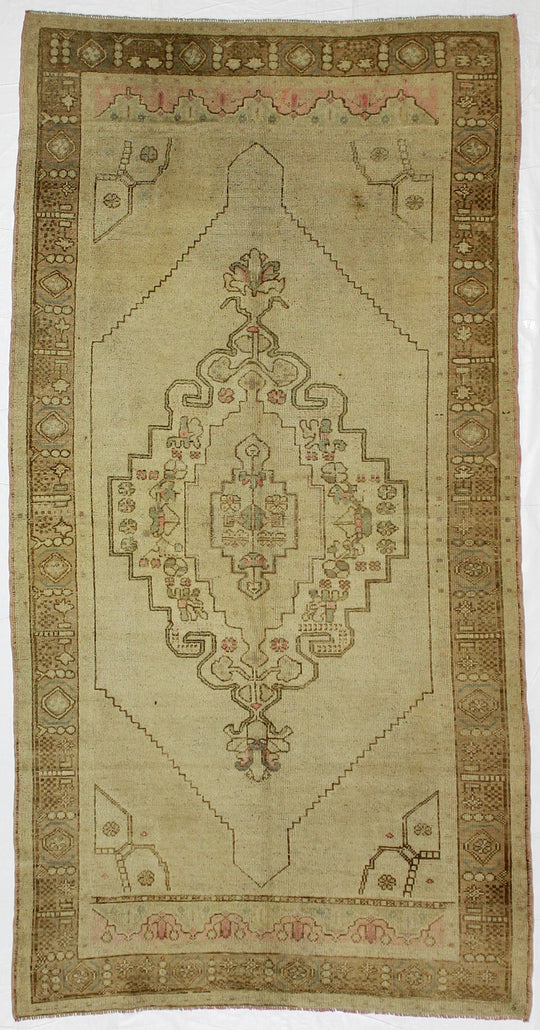5x9 Gold and Blue Turkish Tribal Rug