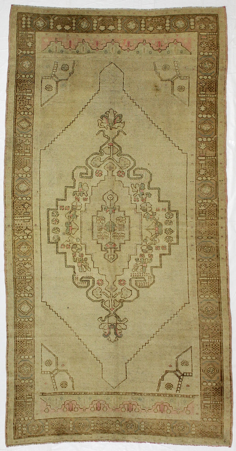 5x9 Gold and Blue Turkish Tribal Rug