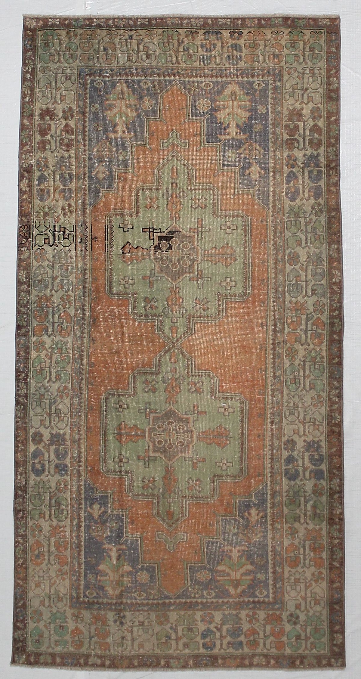 4x8 Orange and Ivory Turkish Tribal Runner