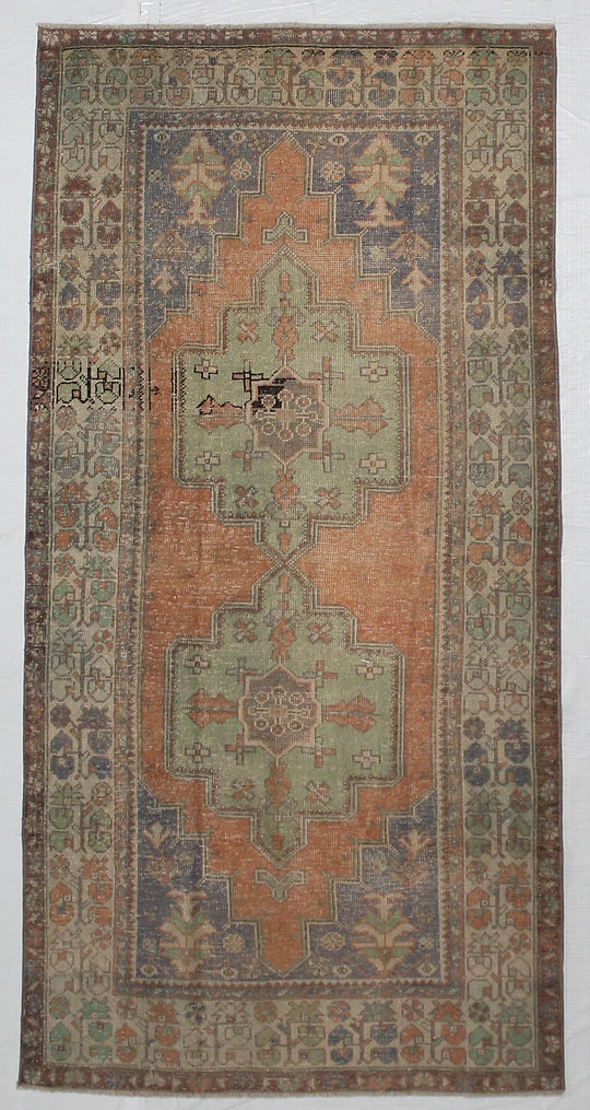 4x8 Orange and Ivory Turkish Tribal Runner