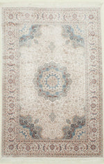 5x8 Ivory and Blue Turkish Antep Rug