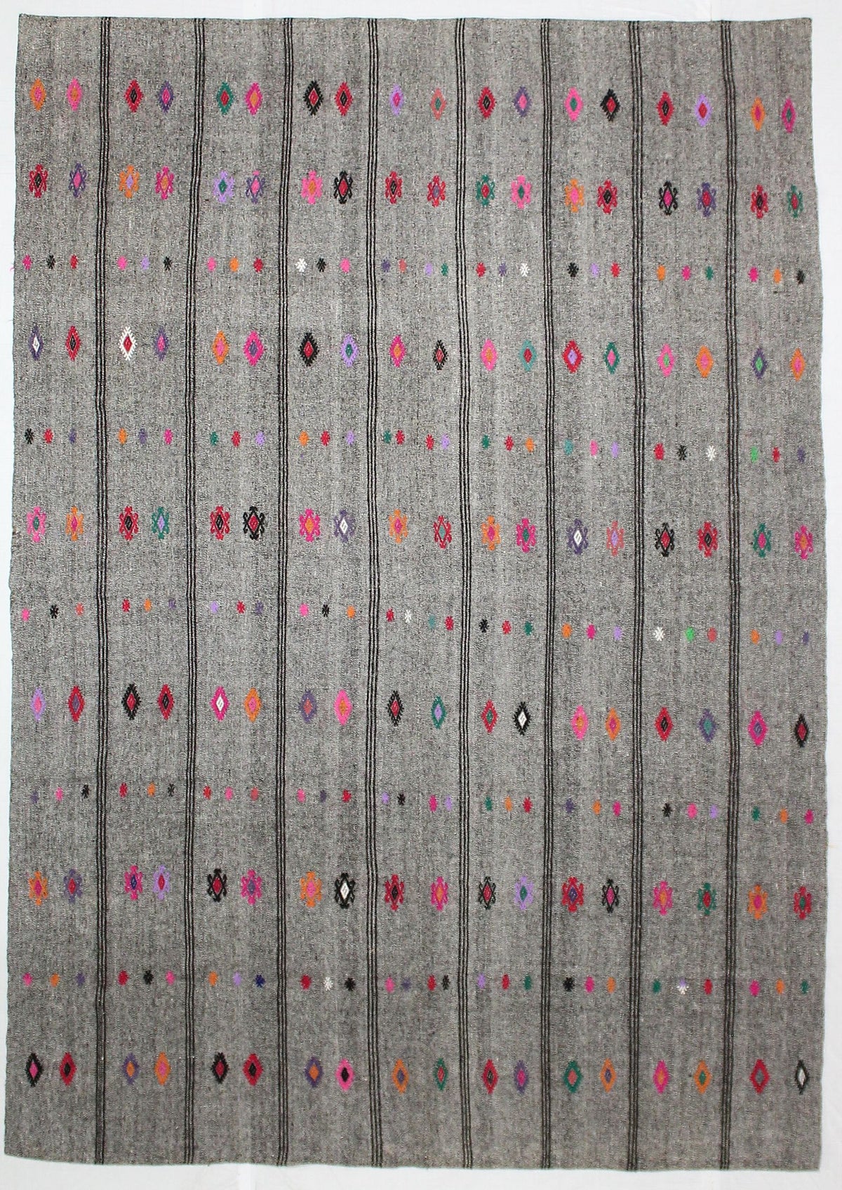 8x11 Off White and Off White Turkish Tribal Rug