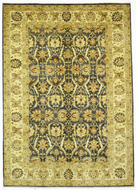 6x9 Gray and Ivory Turkish Oushak Rug
