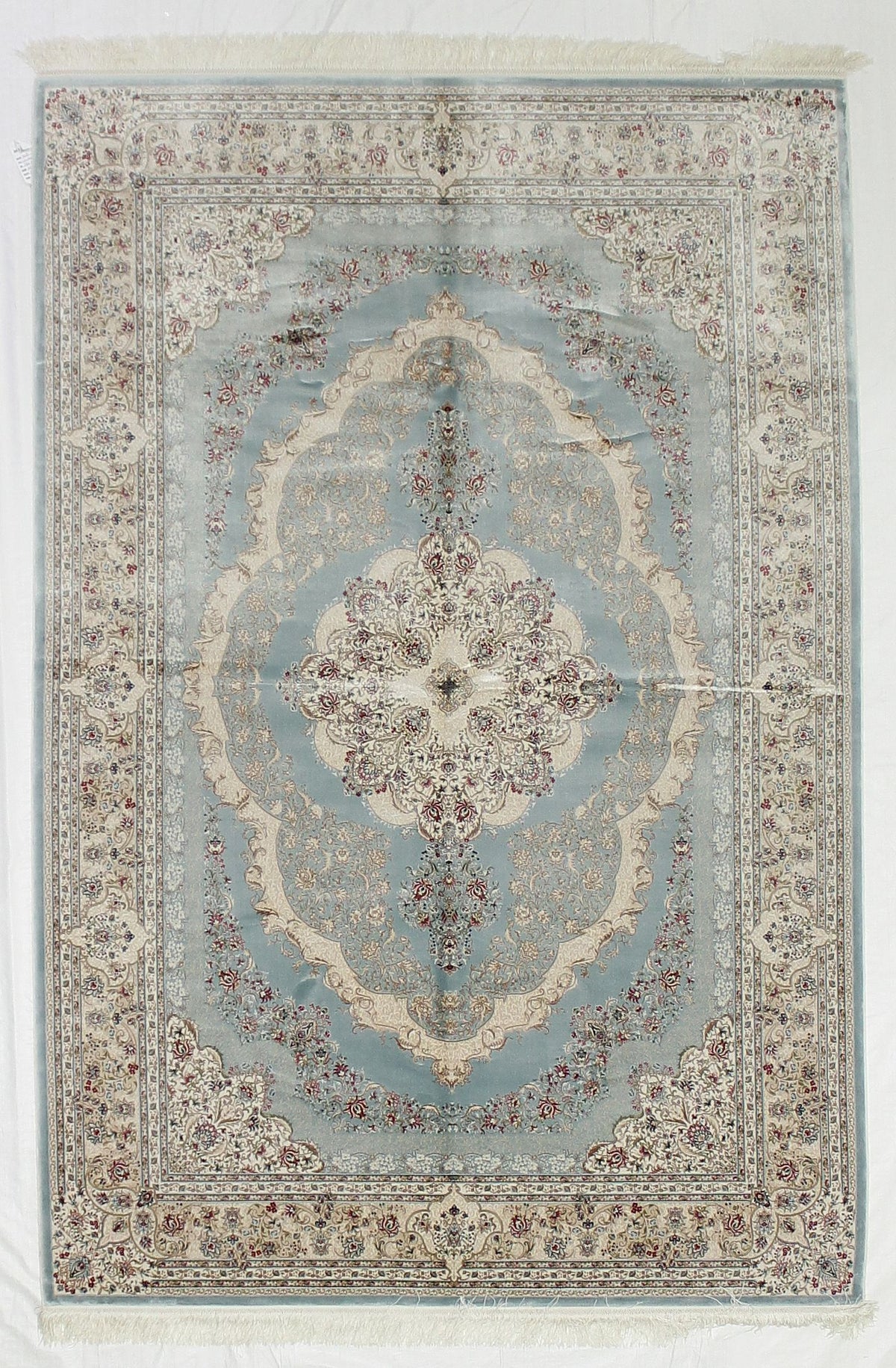 5x8 Blue and Ivory Turkish Antep Rug