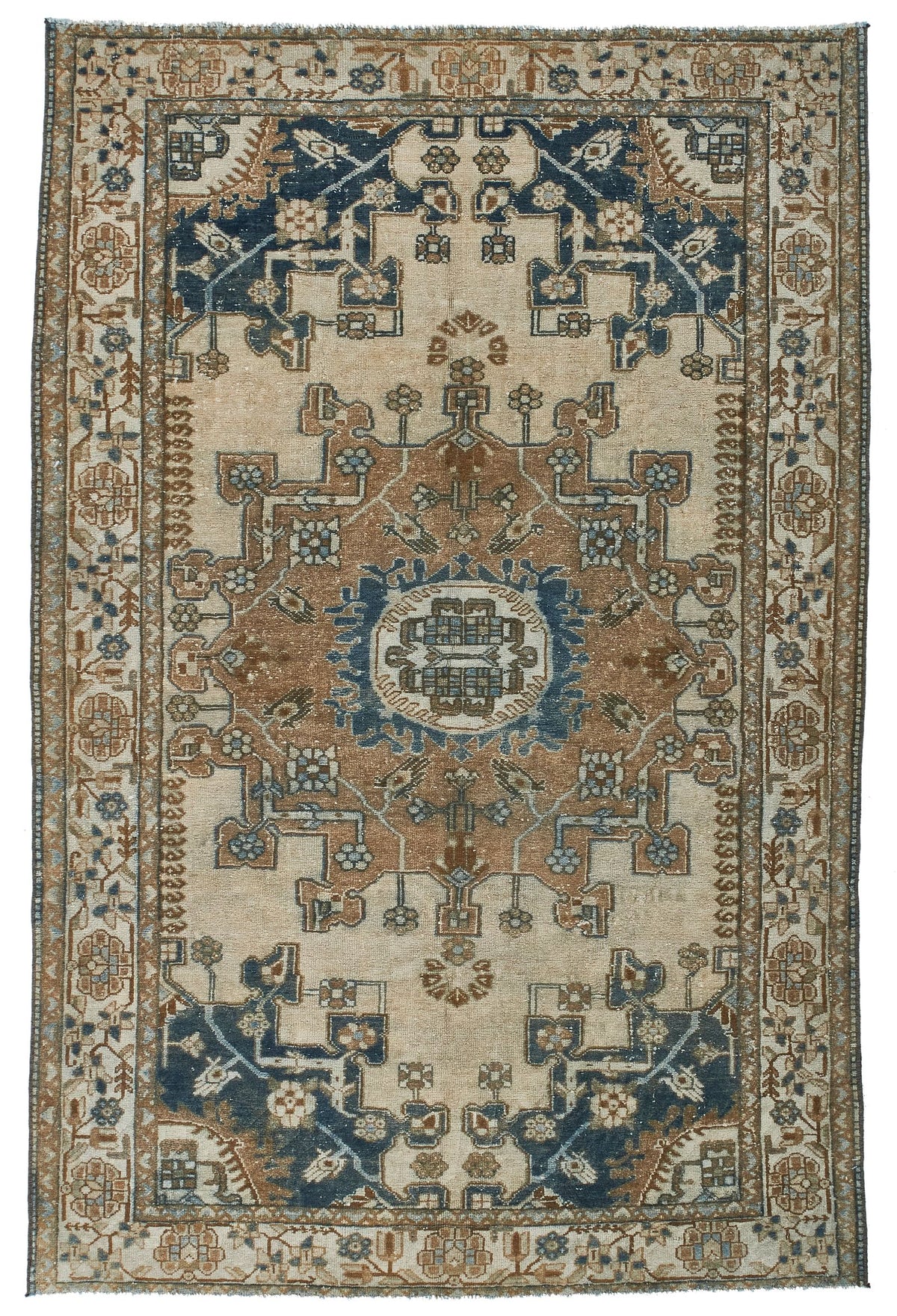 4x7 Beige and Blue Persian Rug