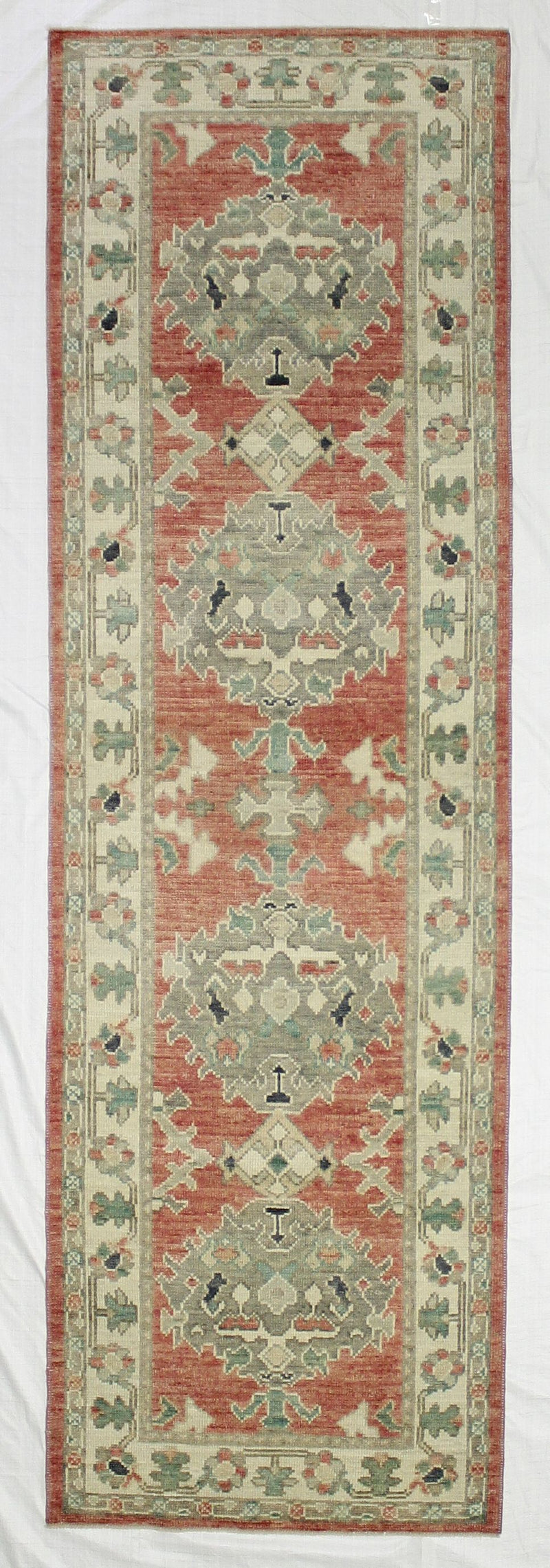 3x10 Pink and Ivory Turkish Oushak Runner