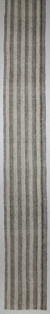 Vintage Handmade 2x41 Gray and Beige Anatolian Turkish Traditional Distressed Area Runner