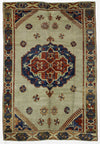 6x8 Ivory and Navy Kazak Tribal Rug