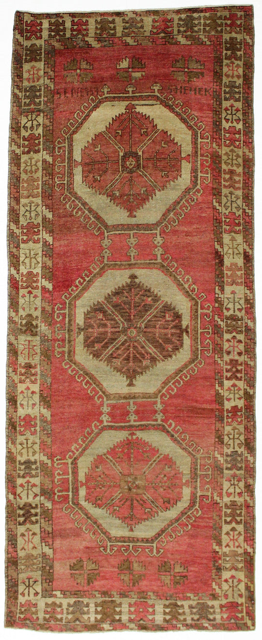 5x12 Red and Ivory Turkish Tribal Runner