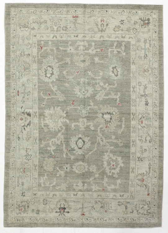 5x7 Gray and Ivory Turkish Oushak Rug