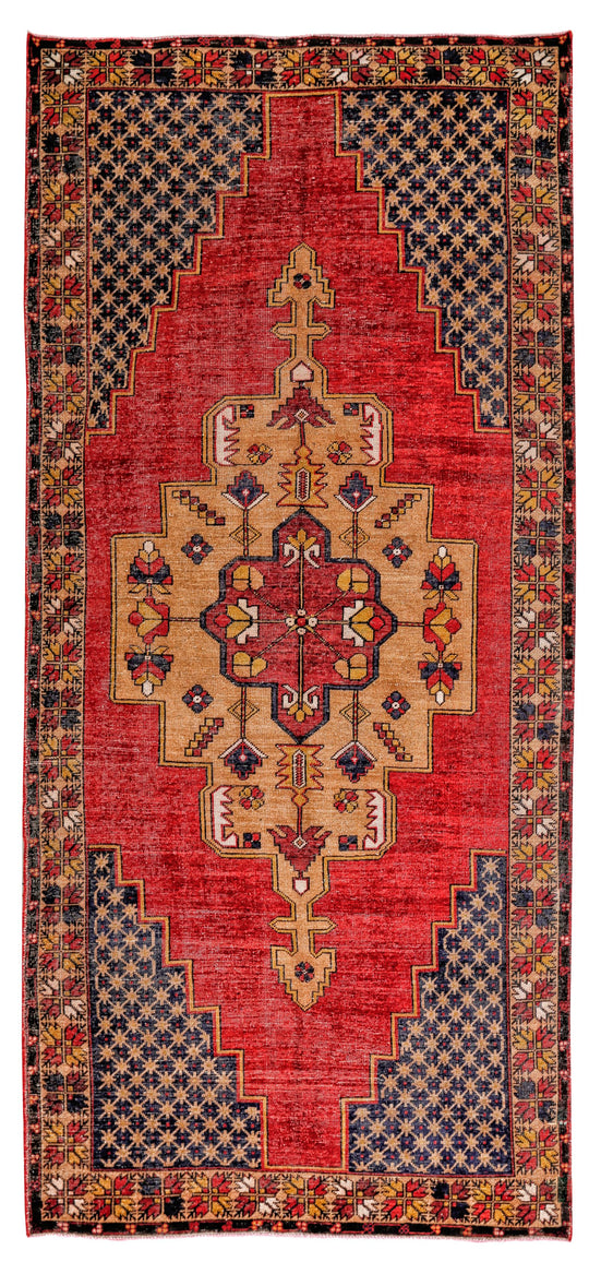 5x11 Red and Gold Turkish Tribal Runner