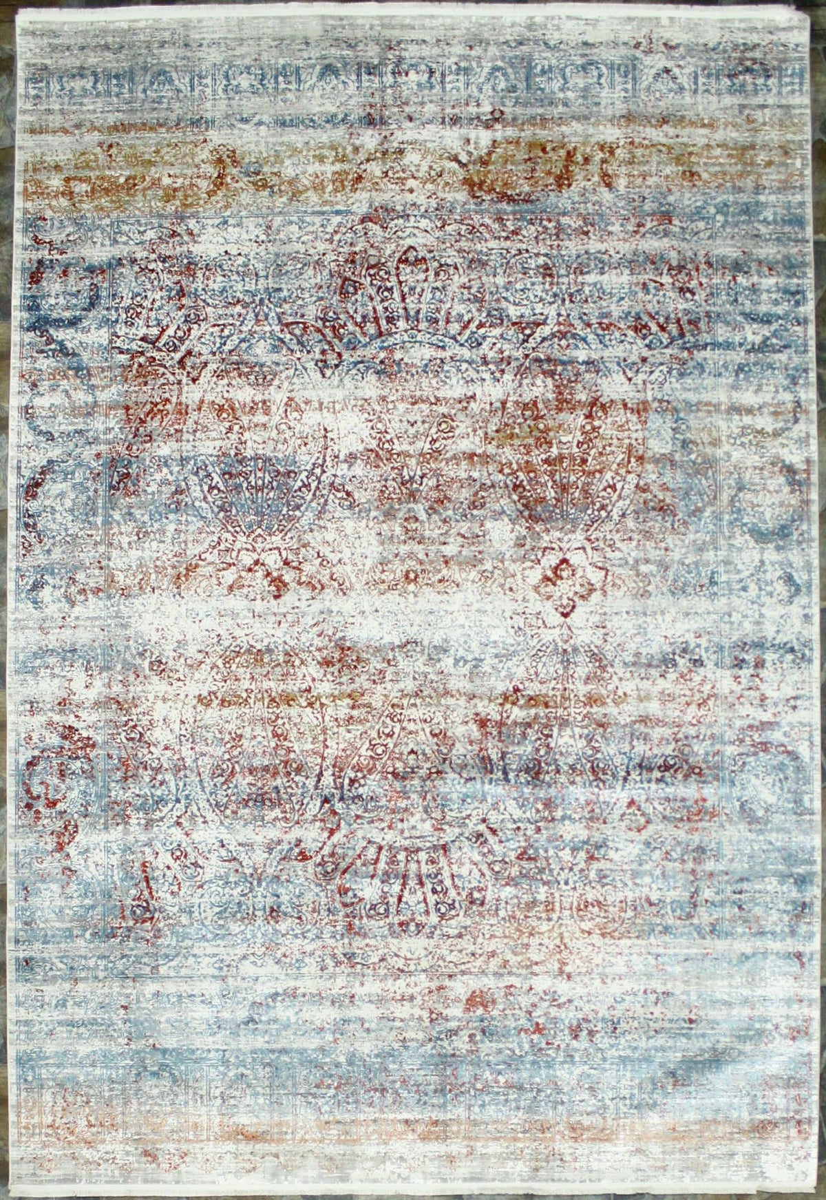 7x10 Red and Blue Turkish Antep Rug