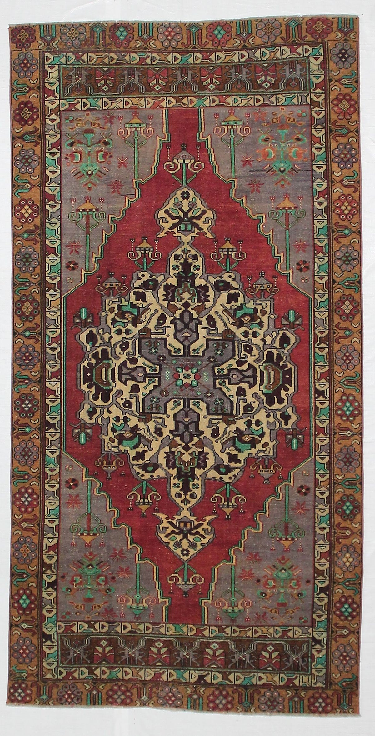 4x8 Purple and Brown Turkish Tribal Runner