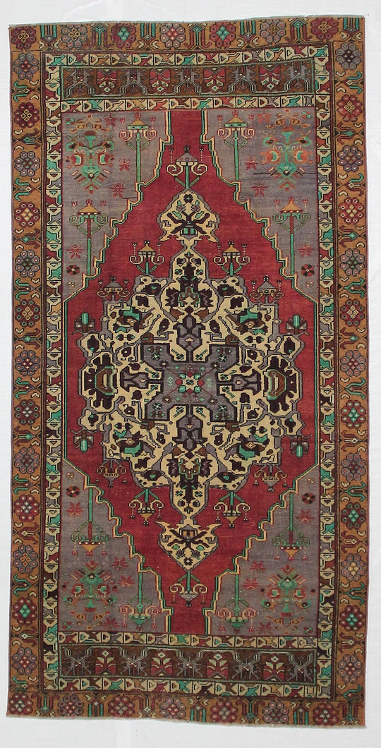 4x8 Purple and Brown Turkish Tribal Runner
