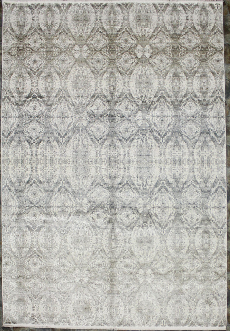 7x10 White and Gray Turkish Antep Rug