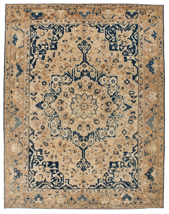 9x12 Beige and Blue Persian Rug