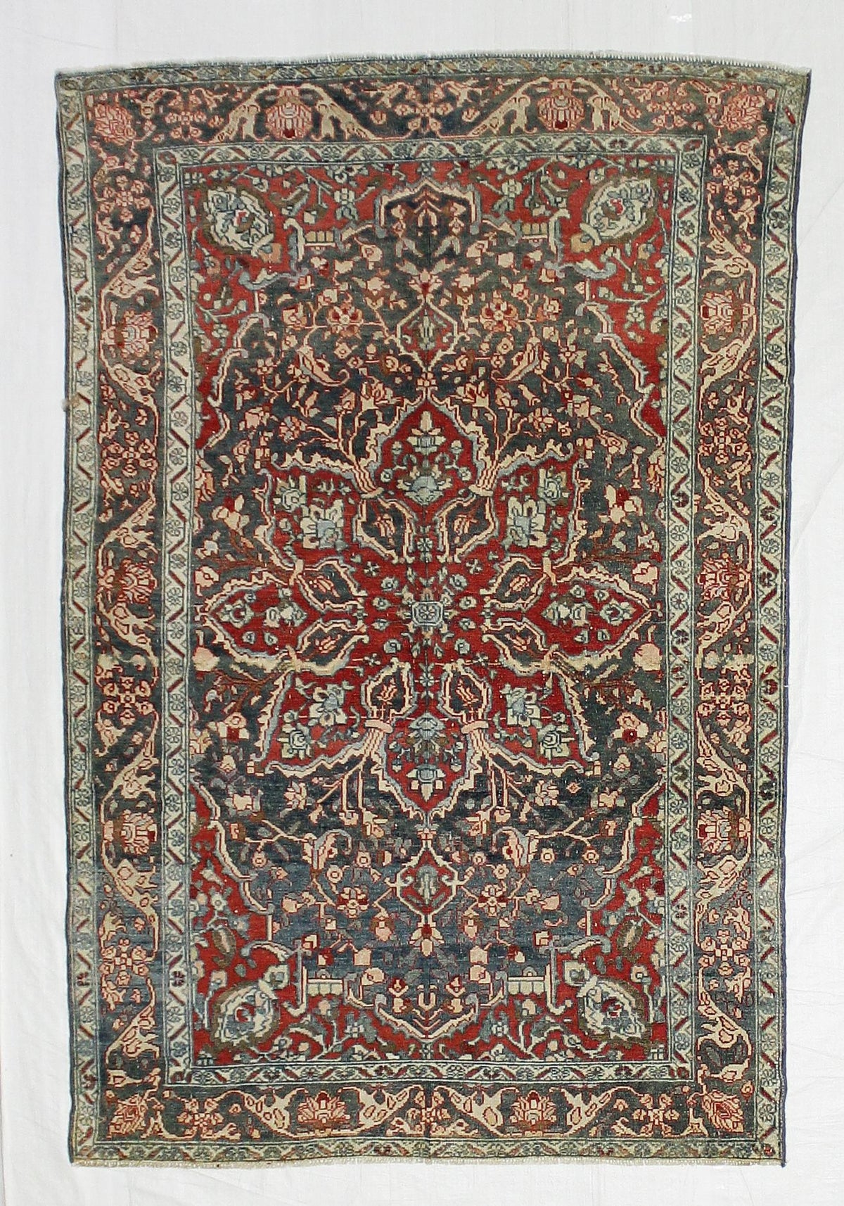 4x7 Navy and Green Persian Traditional Rug