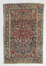 4x7 Navy and Green Persian Traditional Rug