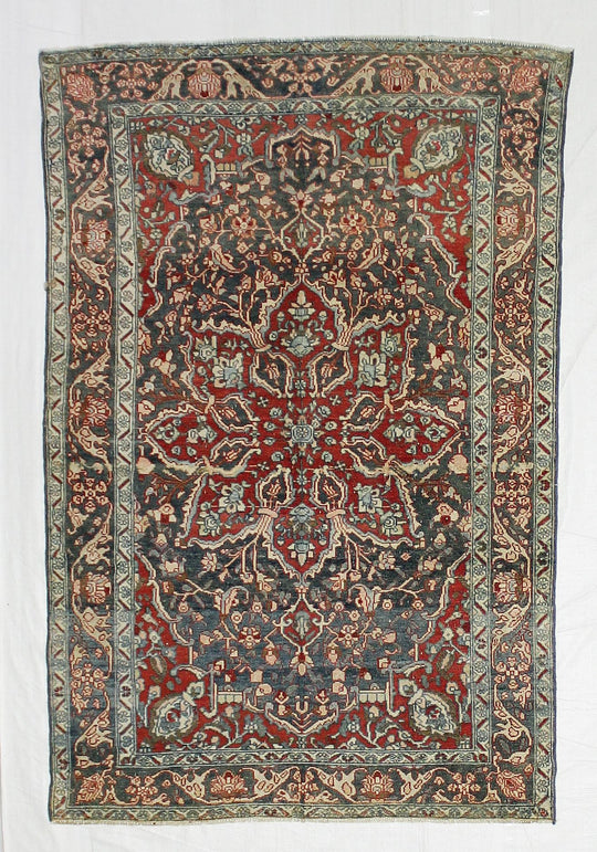 4x7 Navy and Green Persian Traditional Rug