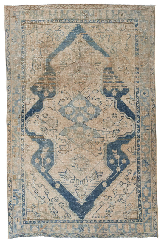 4x7 Beige and Blue Persian Traditional Rug