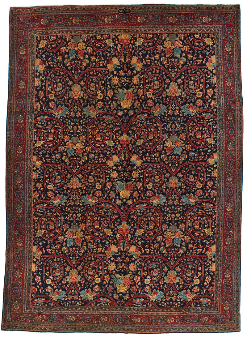 9x12 Navy and Red Persian Traditional Rug