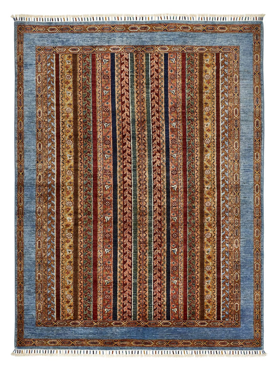 5x7 Multicolor and Blue Turkish Tribal Rug