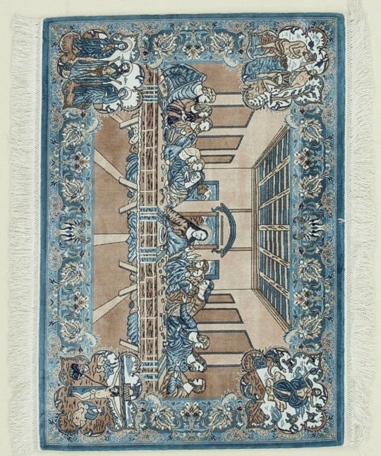 2x3 Blue and Multicolor Turkish Antep Rug