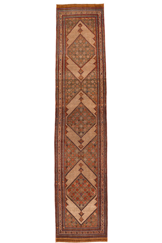3x15 Brown and Beige Turkish Persian Runner