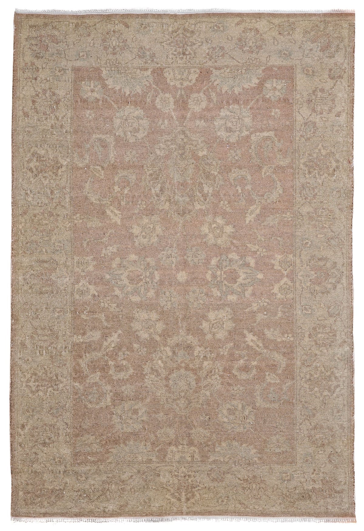 4x6 Ivory and Beige Turkish Oushak Rug